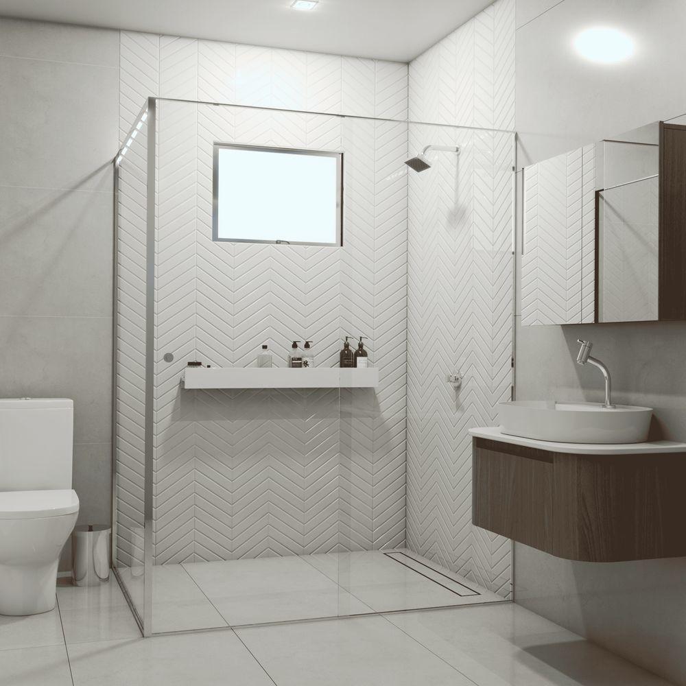 Porta Shampoo Linear 100cm Branco Standard - 4