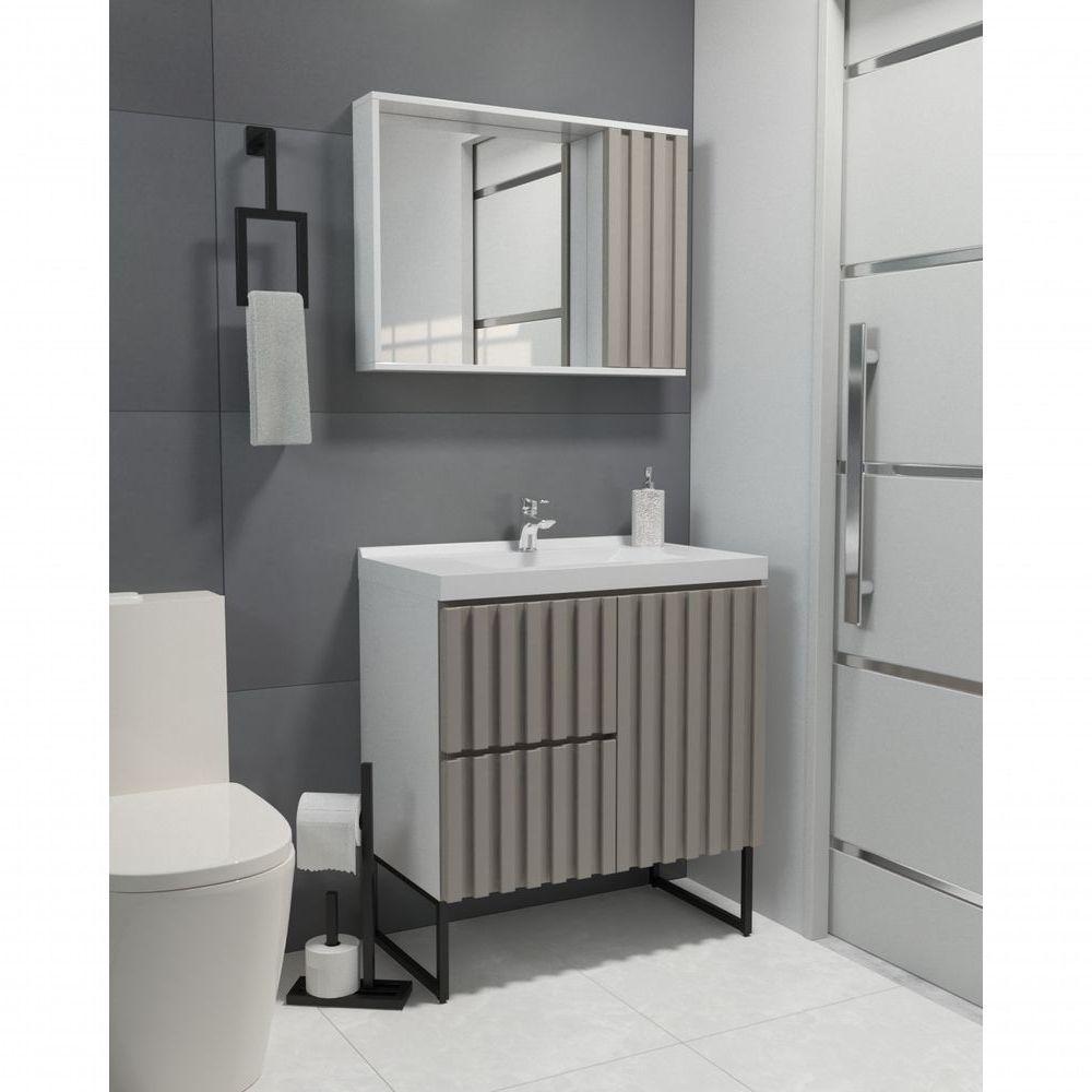 Espelheira Ripado 80 Cm Branco/santiago - 2