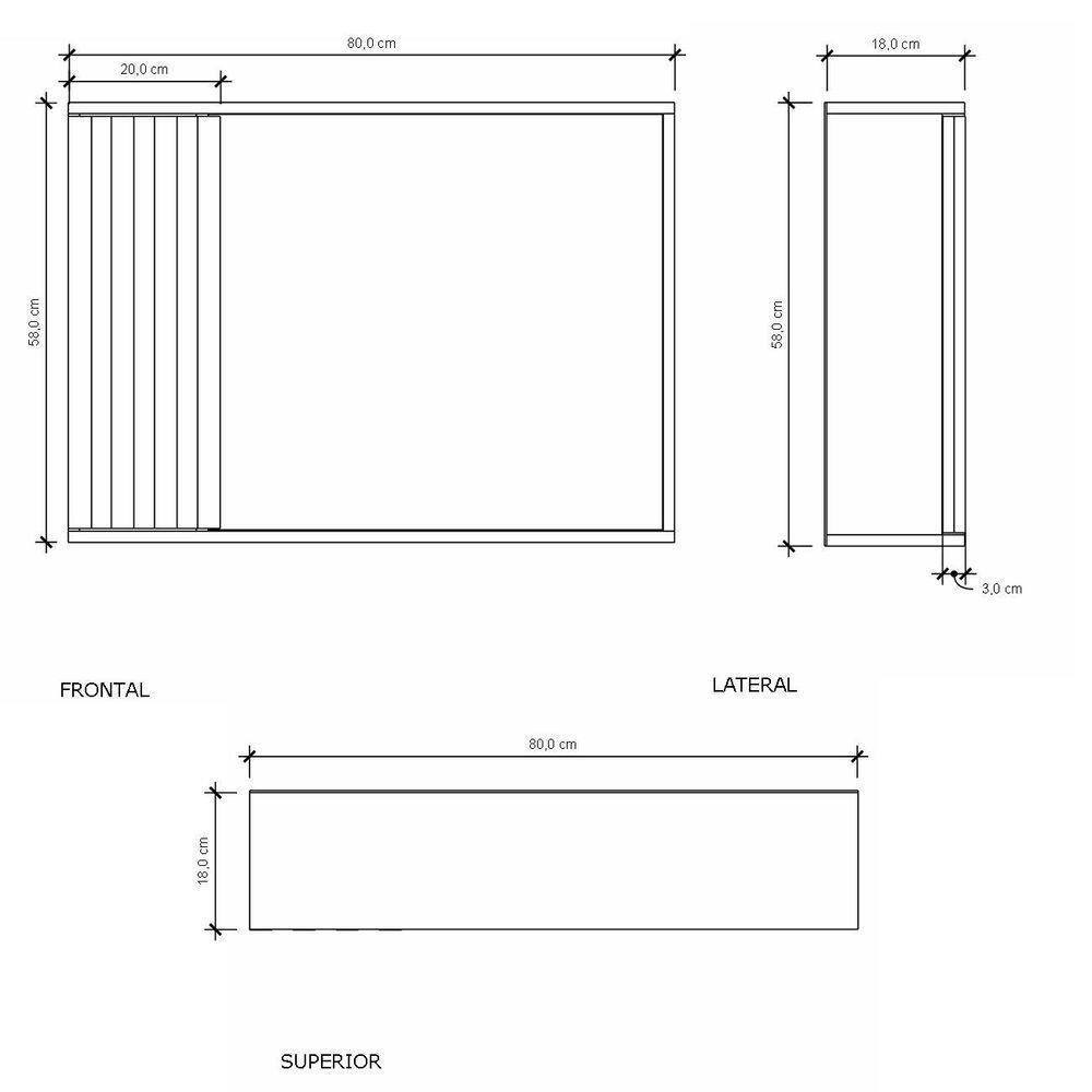 Espelheira Ripado 80 Cm Branco/santiago - 3