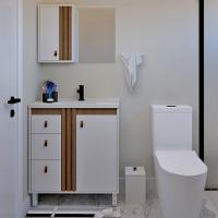 Espelheira Ariel 80cm Com Detalhe Ripado Branco/jequitibá - 2