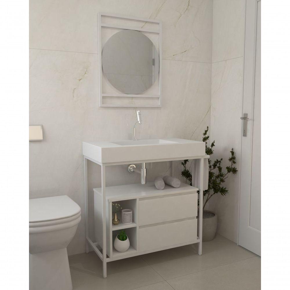 Espelheira De Banheiro Iron Cicle 70x55 Cm Branco - 2