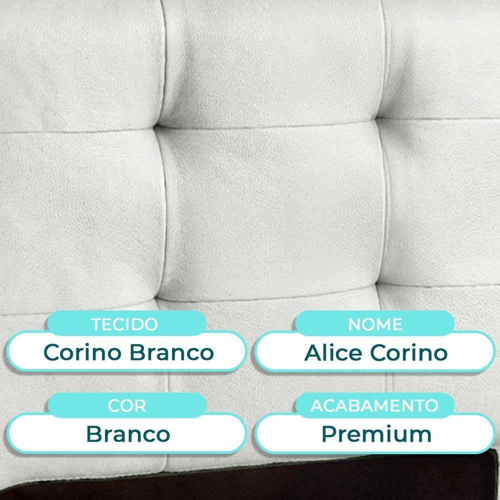Cabeceira Estofada Solteiro Alice Nature Material Sintético Branco 88x136 - 4