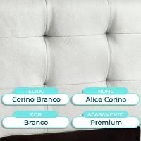 Cabeceira Estofada Solteiro Alice Nature Material Sintético Branco 88x136