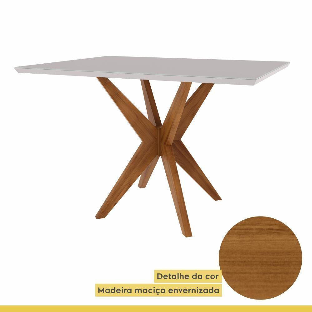 Conjunto Sala De Jantar Com Mesa Donna E 4 Cadeiras Rainha Madeira Maciça Natural/off White Nesher - 6
