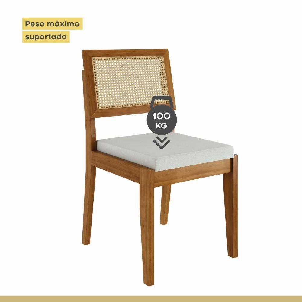 Conjunto Sala De Jantar Com Mesa Donna E 4 Cadeiras Rainha Madeira Maciça Natural/off White Nesher - 7