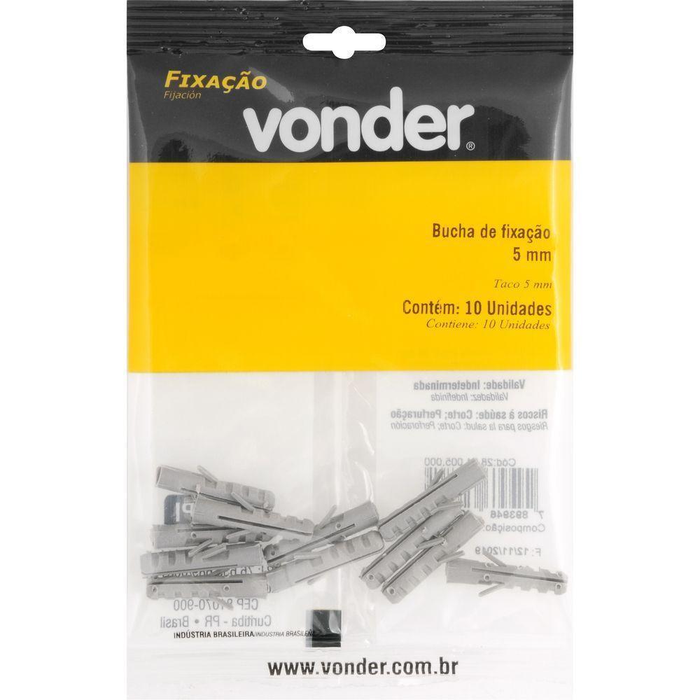 Bucha De Fixação 5 Mm Cartela Com 10 Peças Vonder - 3