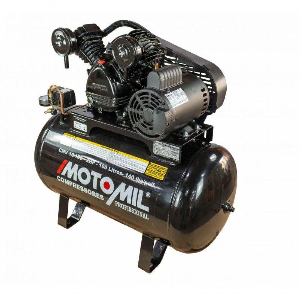 Compressor 140lbs 2hp Trifásico 220-380v Cmv-10-100 Motomil - 2