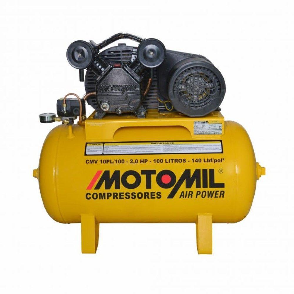 Compressor Air Power Monofásico Cmv-10pl-100a Motomil 110V - 1