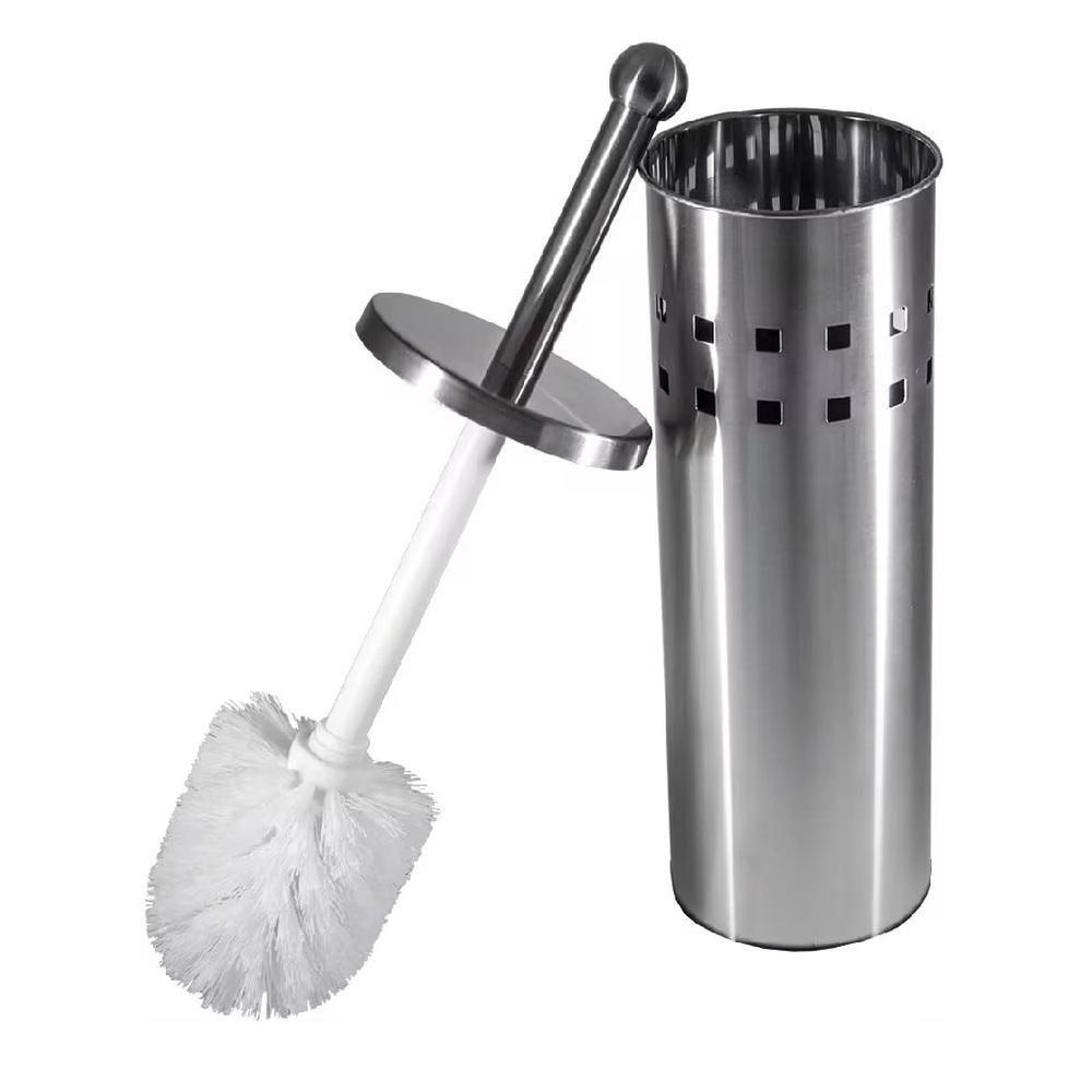 Escova Sanitária Em Inox Vassourinha Para Banheiro Luxo Com Suporte Aço Limpador De Vaso - 2