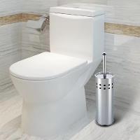 Escova Sanitária Em Inox Vassourinha Para Banheiro Luxo Com Suporte Aço Limpador De Vaso - 3