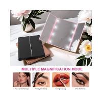 Espelho Led Maquiagem De Bolsa Triplo Com Aumento Dobrável Portátil Iluminação Mesa Bancada Viagem Camarim - 7