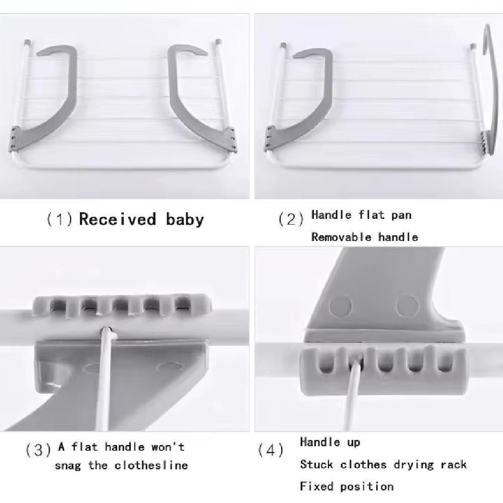 Varal Portátil De Porta Janela Sacada Apartamento Suporte Seca Roupa Dobrável 5 Varetas Prático Metálico Branco - 7