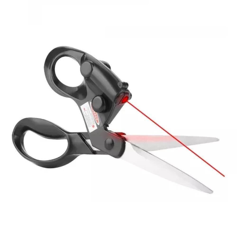 Tesoura Com Mira Laser Guia Corte Tecidos Patchwork Artesanato Papel Raio Precisão Multiuso Costura Hobby - 1