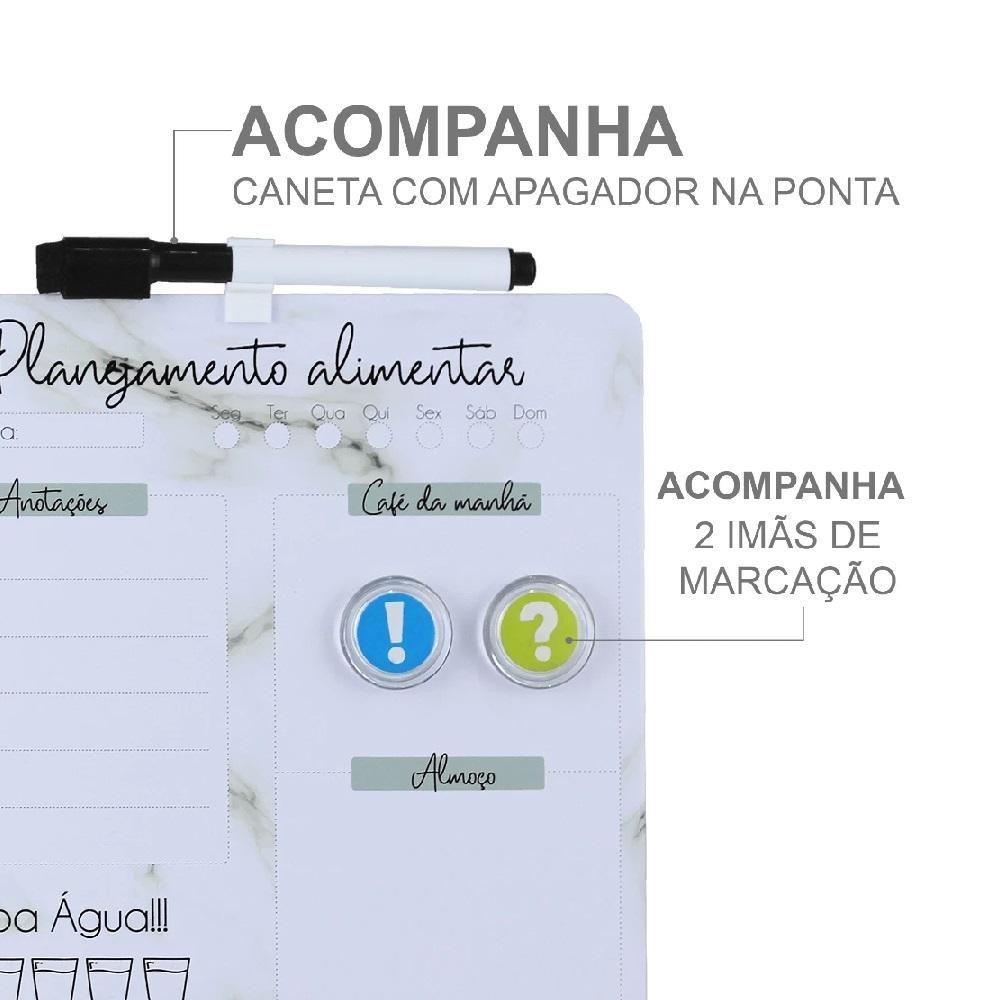 Cardápio Semanal Lousa Planejamento Alimentação Magnética Planner Dieta Quadro Anotações Refeição Ímãs Caneta Apagador - 6