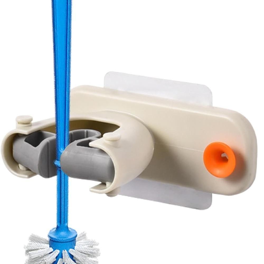 Suporte Vassoura Rodo Parede Adesivo Porta Multifuncional 2 Em 1 Gancho Pendura Pano Toalha Guarda Chuva Porta Objetos - 7