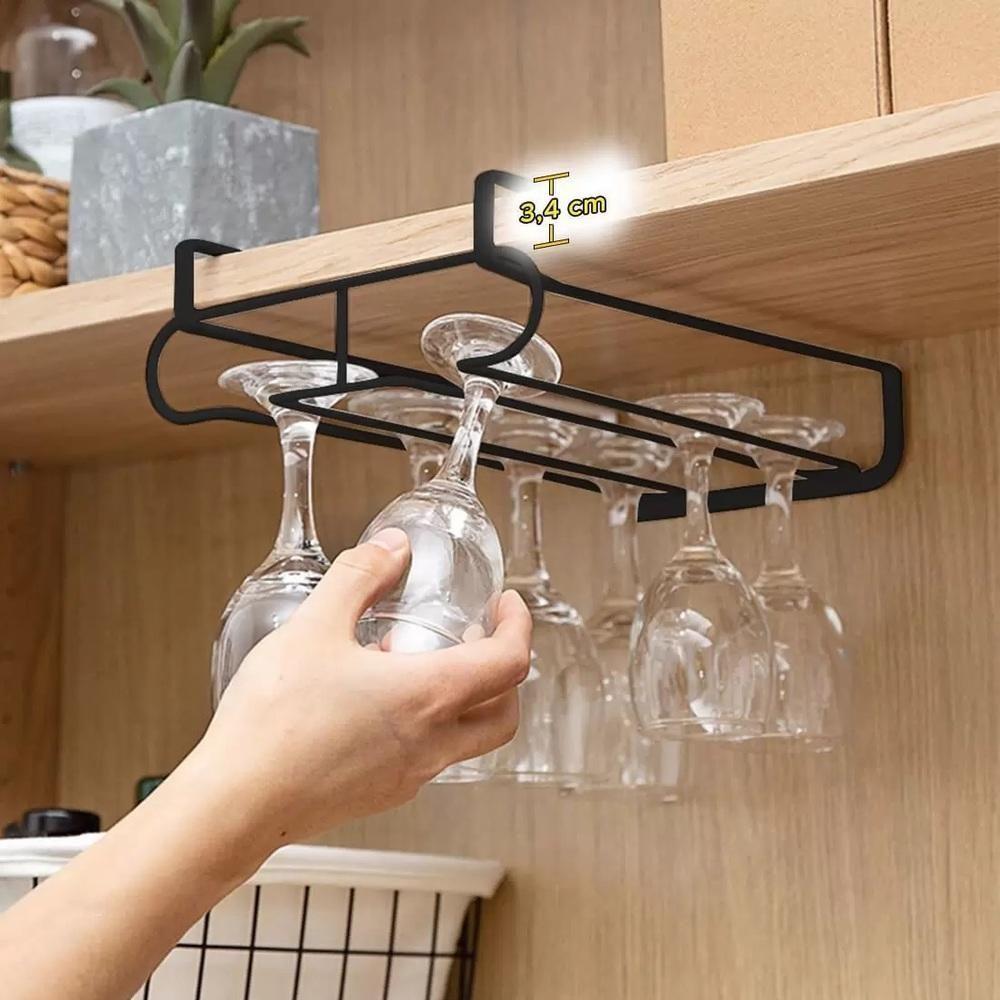 Suporte Duplo Copos Organizador De Taças Vinho Armário De Encaixe Porta Copo Gin Cozinha Armário Suspenso - 3