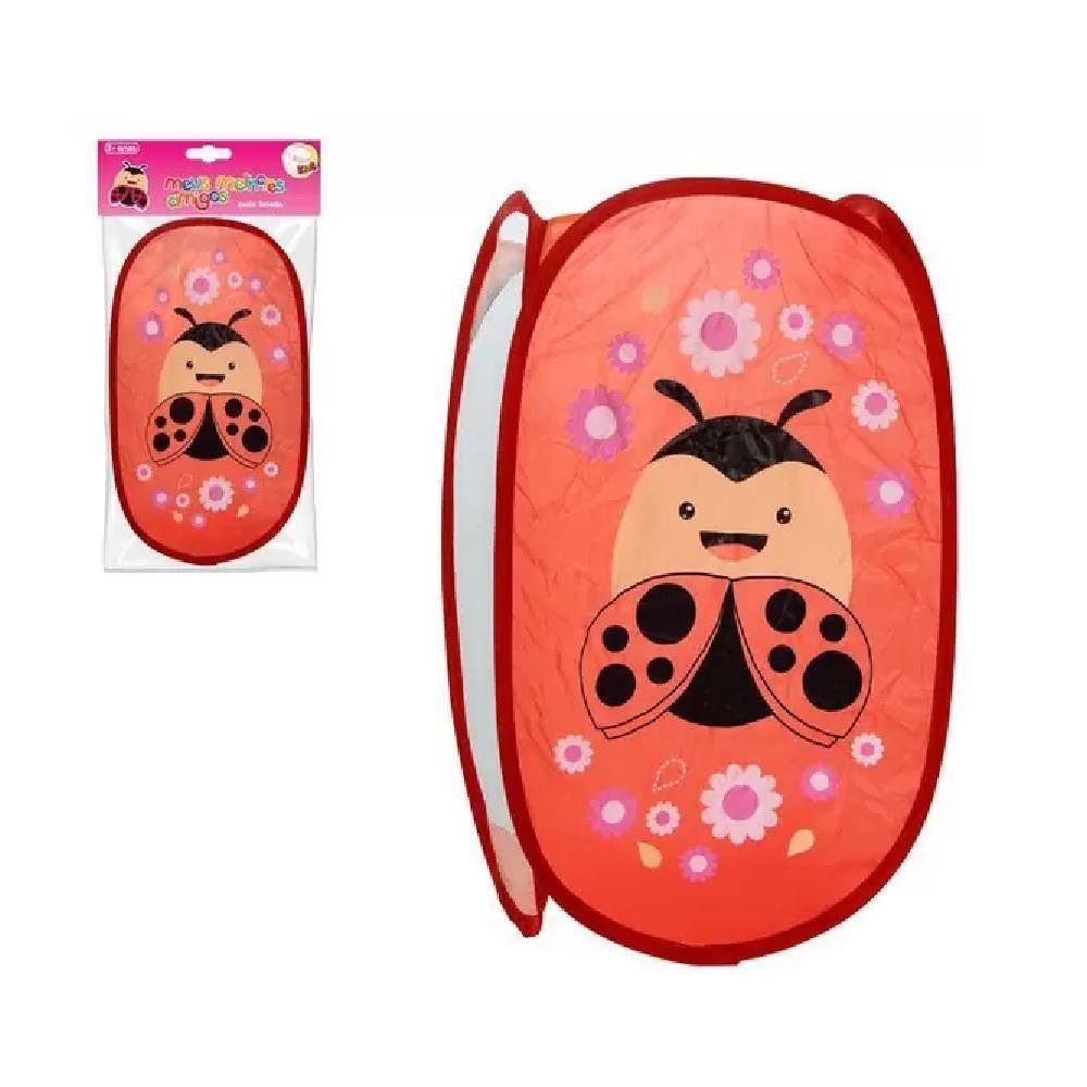 Cesto Organizador Roupa Suja Brinquedos Infantil Telado Multiuso Quarto Banheiro Lavanderia Joaninha - 1