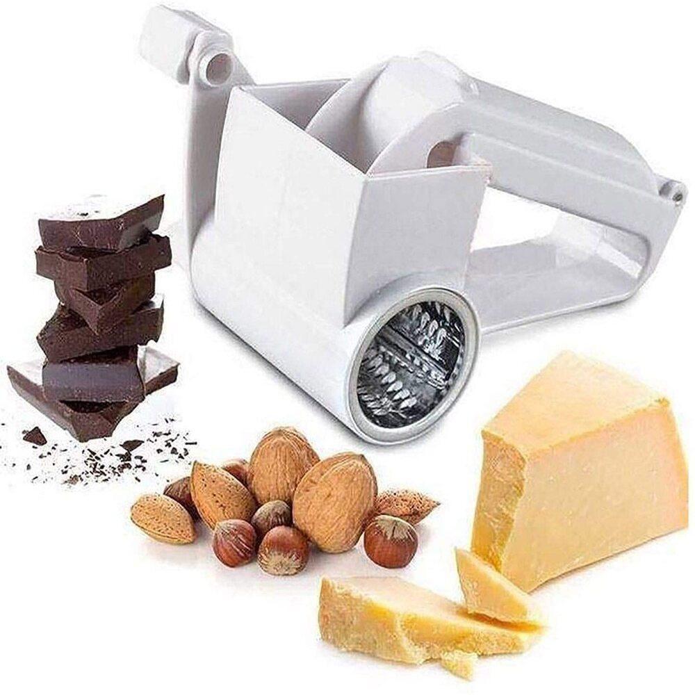 Ralador Fatiador Queijo Profissional 3 Lâminas Giratório Manual Manivela Rala Fatia Presunto Chocolate Inox 3 Em 1 Multiuso - 1
