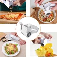 Ralador Fatiador Queijo Profissional 3 Lâminas Giratório Manual Manivela Rala Fatia Presunto Chocolate Inox 3 Em 1 Multiuso - 3