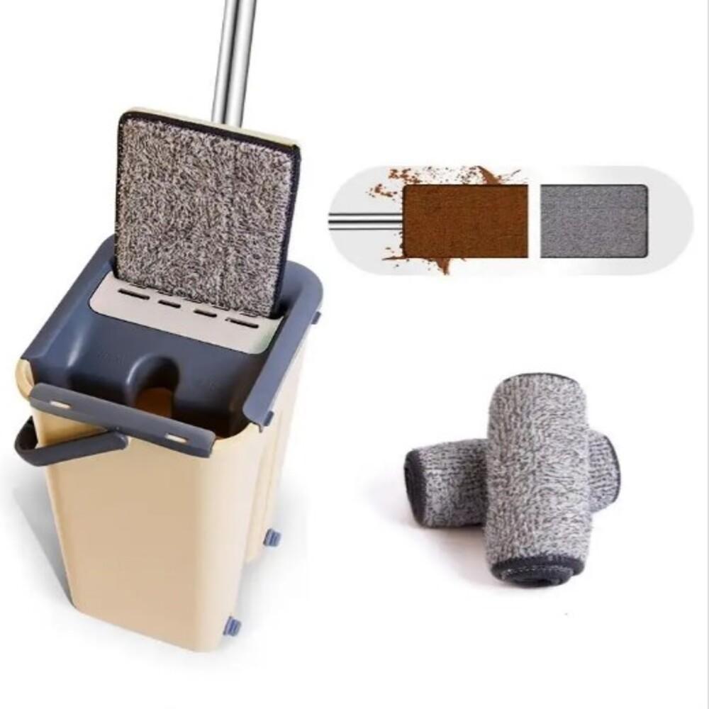 Mop Duplo Rodo Mágico Vassoura Flat Balde Limpeza De Piso Multiuso Esfregão Vertical Lava Seca Refil - 4