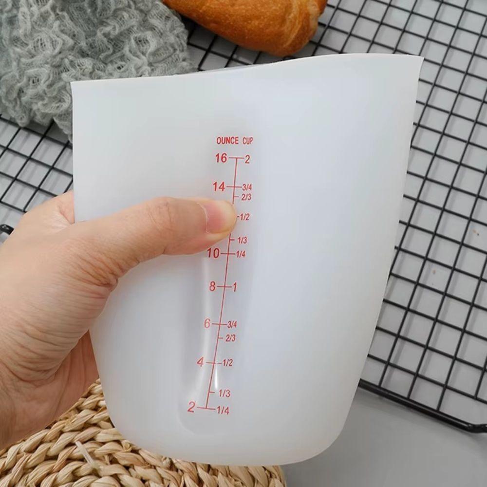 Copo Medidor Dosador Silicone Flexível Jarra Medidora Graduado 500ml Química Confeitaria Xícara Cozinha Culinária Multiuso - 7