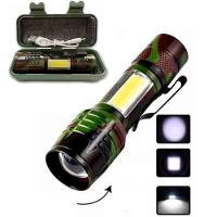 Lanterna Tática Led Sabre Recarregável Zoom Mesa 3 Em 1 Sos Trilha Usb Potente Mini De Bolso Militar Multiuso