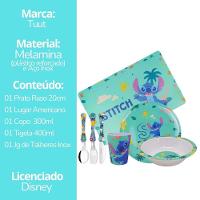 Kit Refeição Infantil Melamina Stitch Disney 7 Peças Incluso Talheres Inox - Tuut - 10