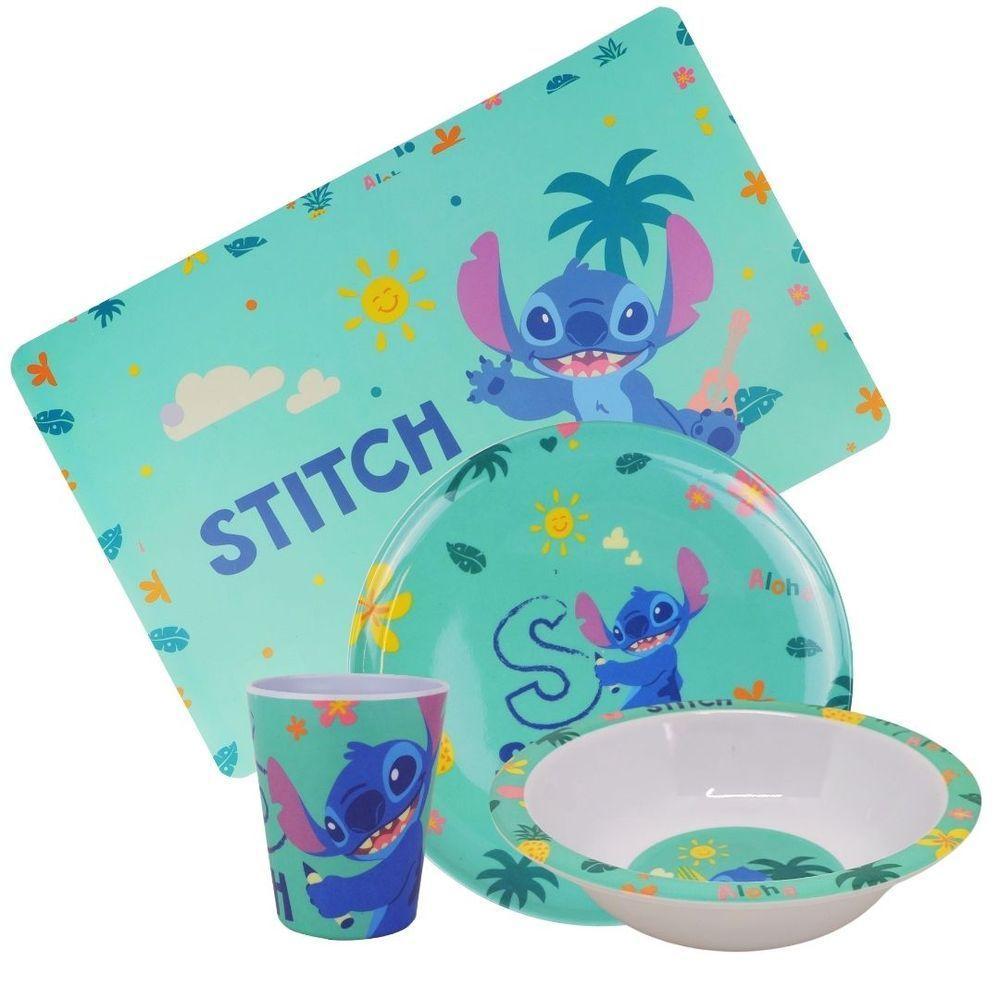 Kit Refeição Infantil Melamina Stitch Disney 4 Peças Incluso Lugar Americano - Tuut - 1