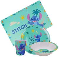 Kit Refeição Infantil Melamina Stitch Disney 4 Peças Incluso Lugar Americano - Tuut - 1