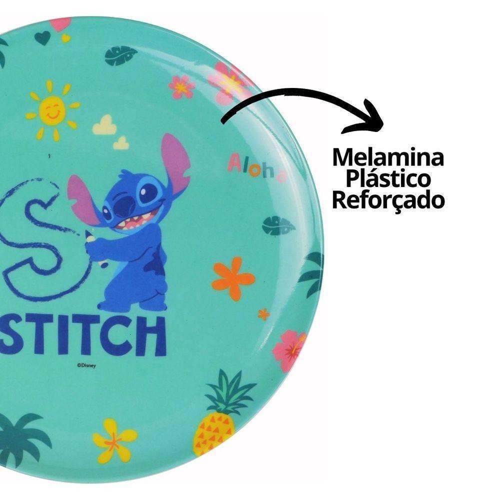 Kit Refeição Infantil Melamina Stitch Disney 3 Peças Prato, Tigela E Copo - Tuut - 2
