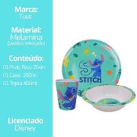 Kit Refeição Infantil Melamina Stitch Disney 3 Peças Prato, Tigela E Copo - Tuut - 8