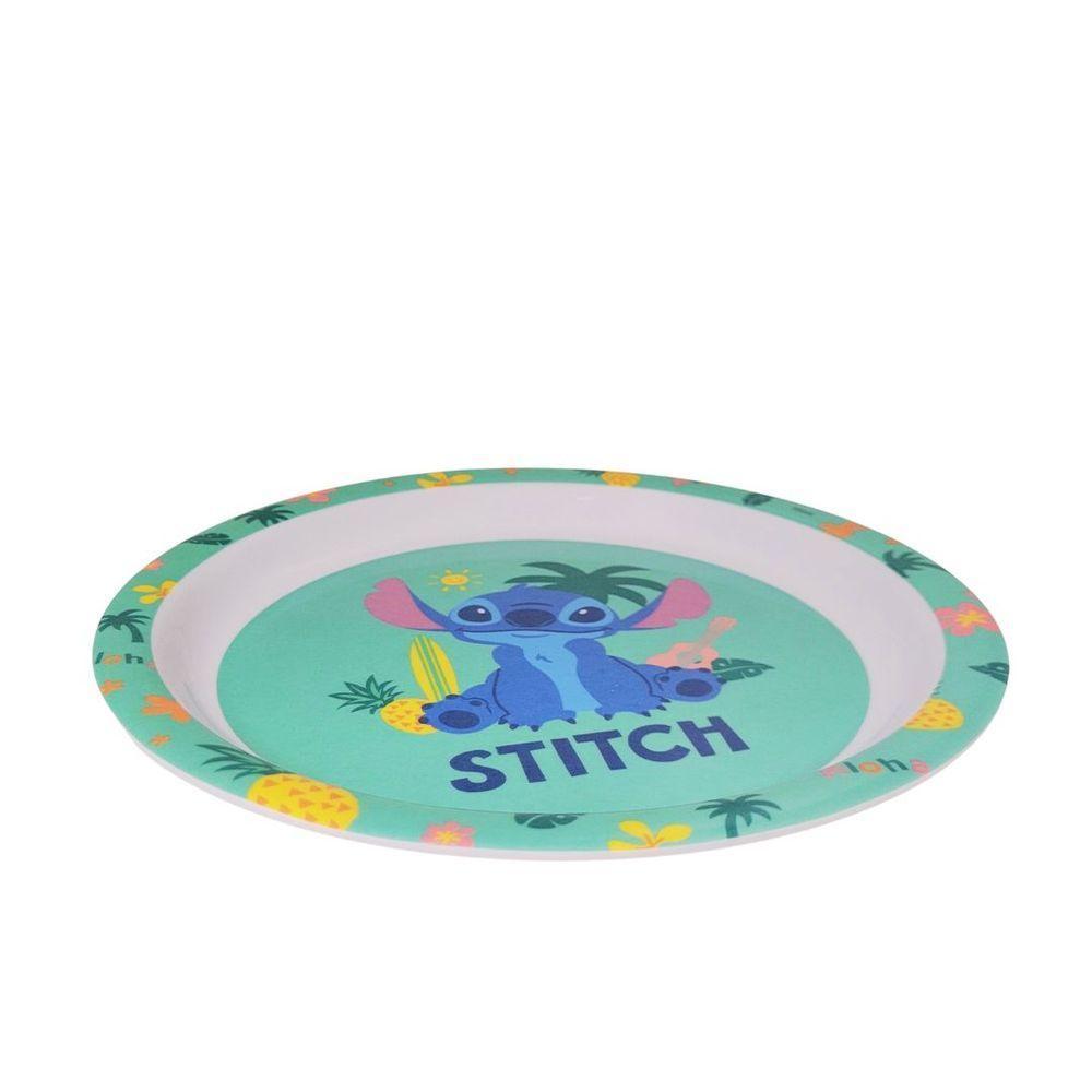 Jogo Refeição Infantil Melamina Stitch Disney 6 Peças, Pratos, Copo E Talheres - Tuut - 6