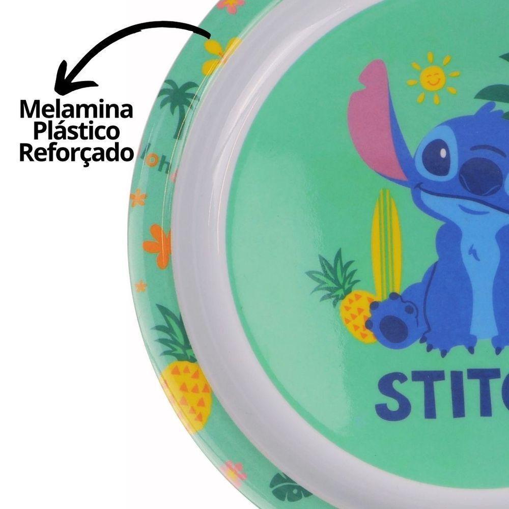 Jogo Refeição Infantil Melamina Stitch Disney 7 Peças Incluso Talheres Inox - Tuut - 6