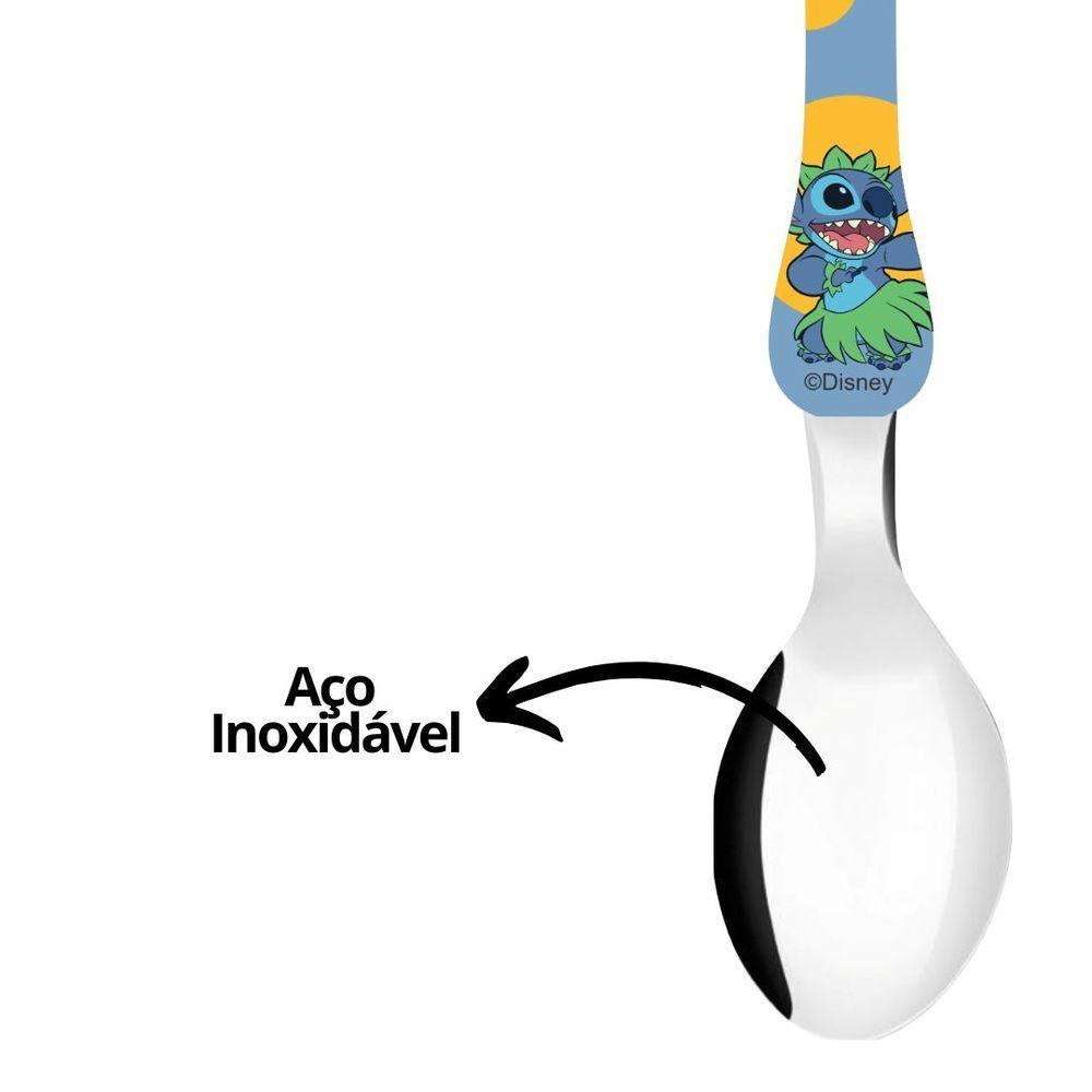 Jogo Refeição Infantil Melamina Stitch Disney 7 Peças Incluso Talheres Inox - Tuut - 8