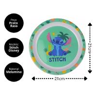 Jogo Refeição Infantil Melamina Stitch Disney 7 Peças Incluso Talheres Inox - Tuut - 2