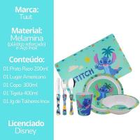Jogo Refeição Infantil Melamina Stitch Disney 7 Peças Incluso Talheres Inox - Tuut - 10
