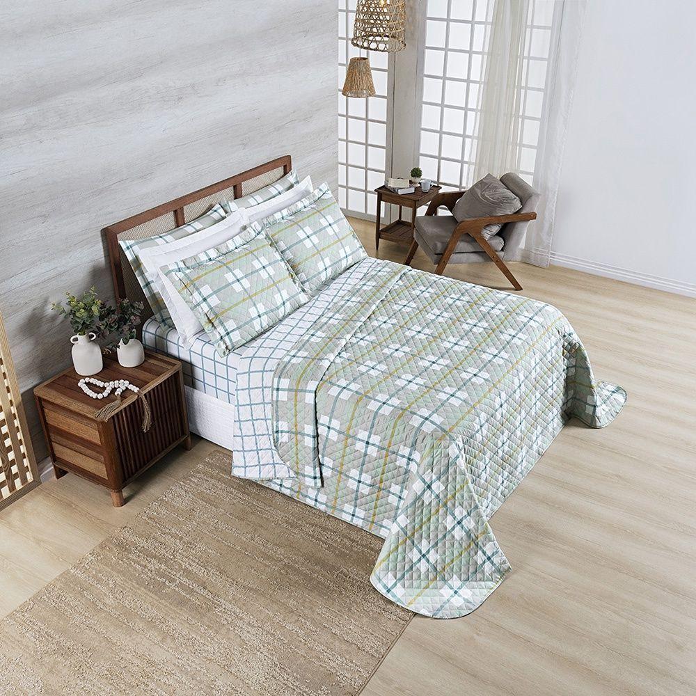 Cobre Leito + Jogo De Cama Afeto 400 Fios Queen 07 Peças 100% Poliéster - York - 2