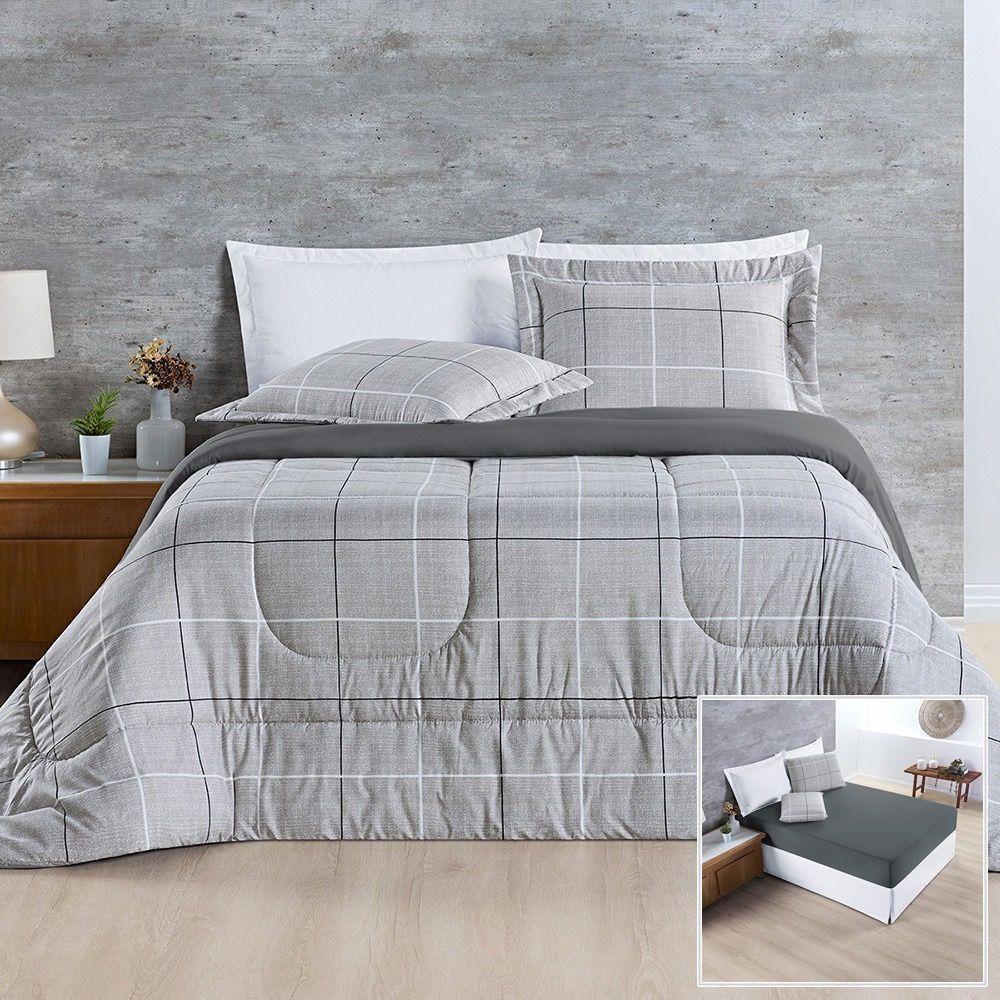 Kit Edredom + Jogo De Cama Avere 200 Fios Queen 06 Peças 100% Poliéster - Dallas - 1