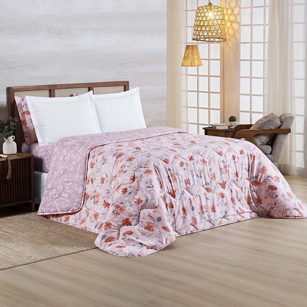 Edredom + Jogo De Cama Afeto 400 Fios Queen 05 Peças 100% Poliéster - Flora - 3