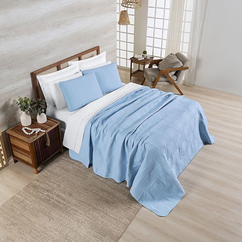 Cobre Leito Arcos 200 Fios Queen 03 Peças 100% Poliéster - Nuvem Azul - 2