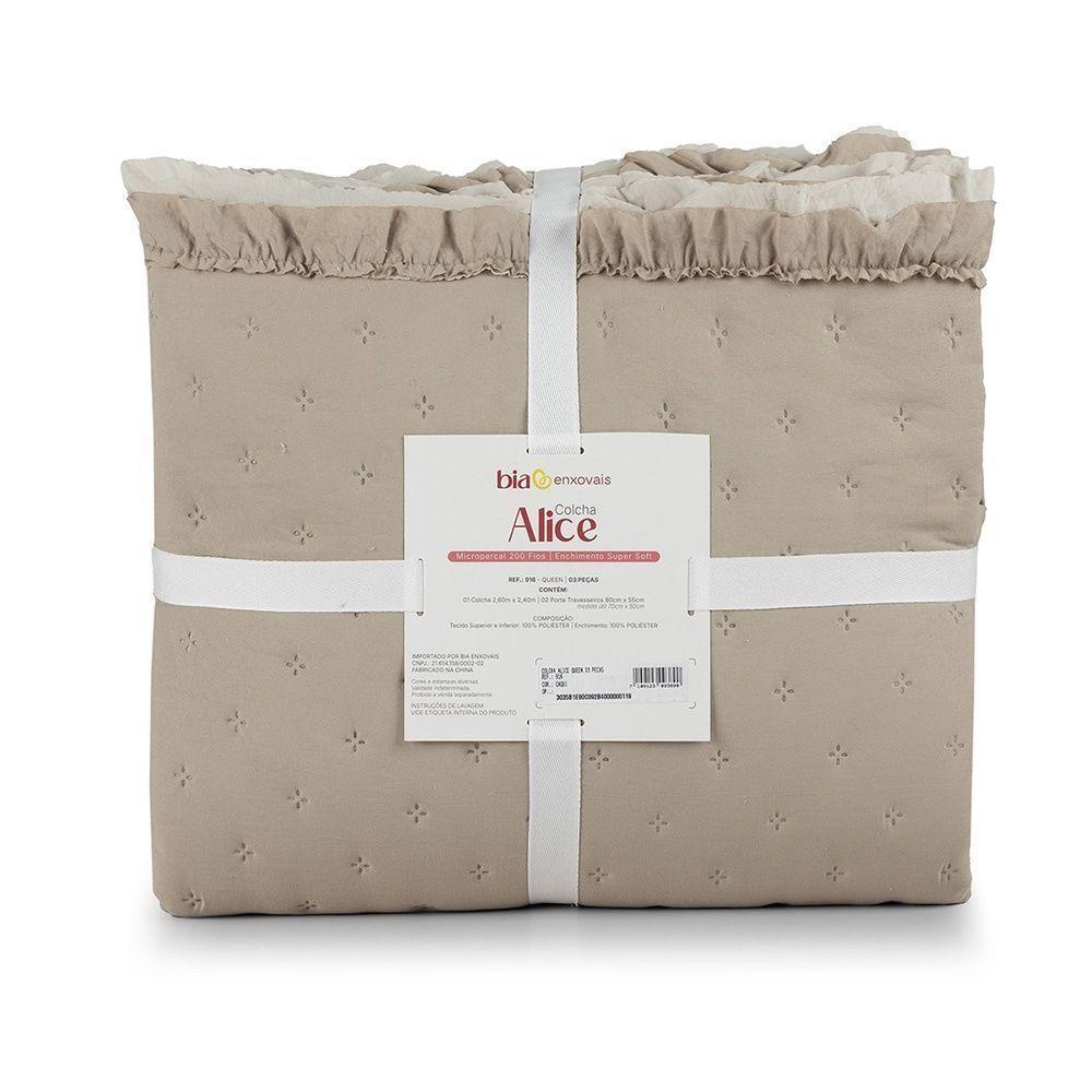 Colcha Alice 200 Fios Queen 03 Peças 100% Poliéster - Caqui - 5