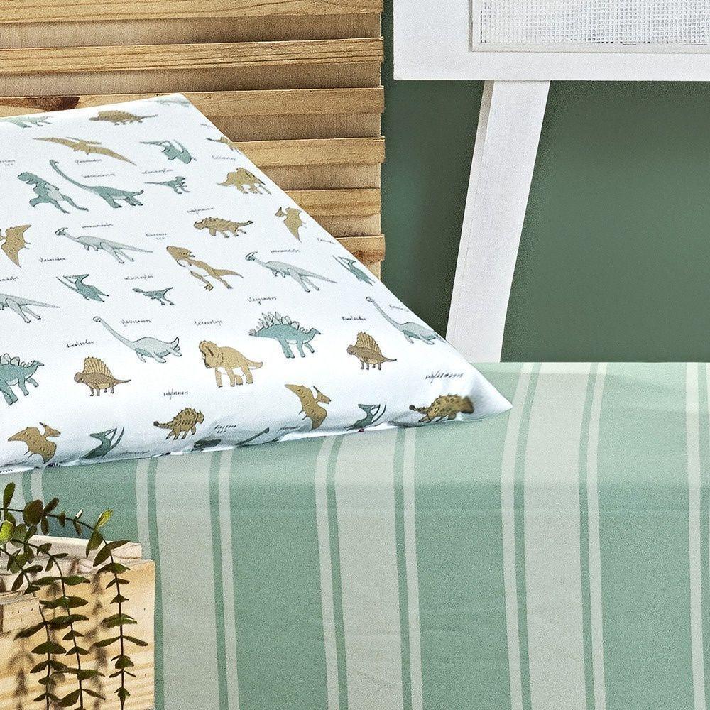 Kit Cobre Leito + Jogo De Cama Tutti Kids 200 Fios Solteiro 04 Peças 100% Poliéster - Dino World - 7