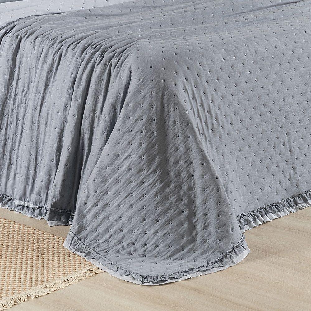 Colcha Alice 200 Fios Queen 03 Peças 100% Poliéster - Cinza - 8