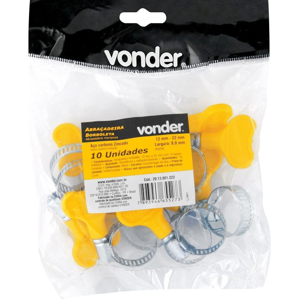 Abraçadeira Borboleta 12 Mm à 22 Mm Com 10 Peças Vonder - 2