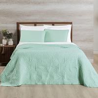 Cobre Leito Arcos 200 Fios Casal Padrão 03 Peças 100% Poliéster - Verde Suave - 1