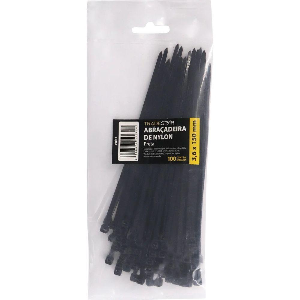 Abraçadeira Nylon 3,6 X 150 Mm Preta 100 Unidades Tradestar - 5