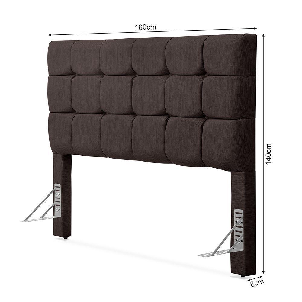Cabeceira Cama Queen Estofada 1,60 - Maia Linho Marrom - 4