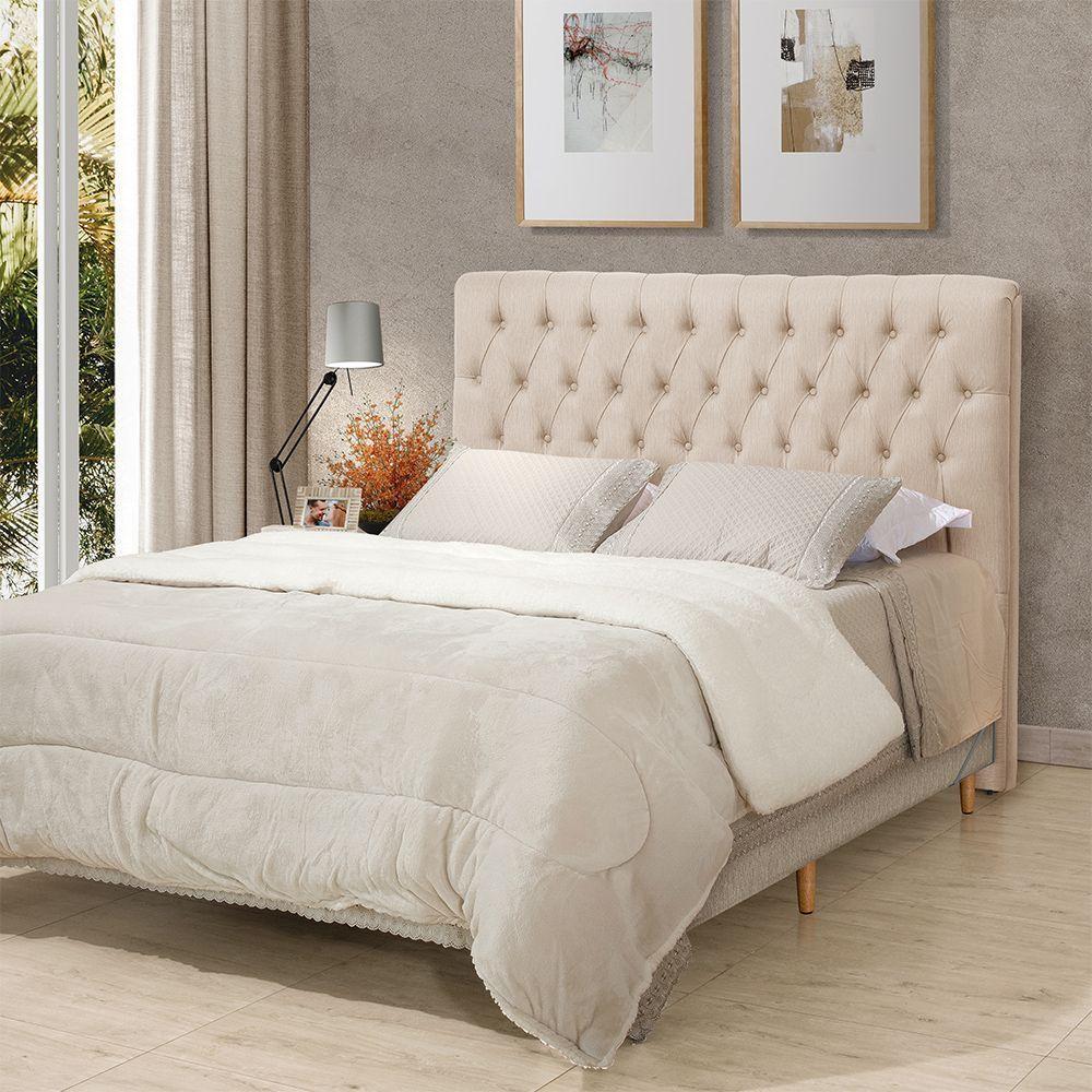 Cabeceira Cama King Estofada 1,93 - Inca Linho Cru - 1