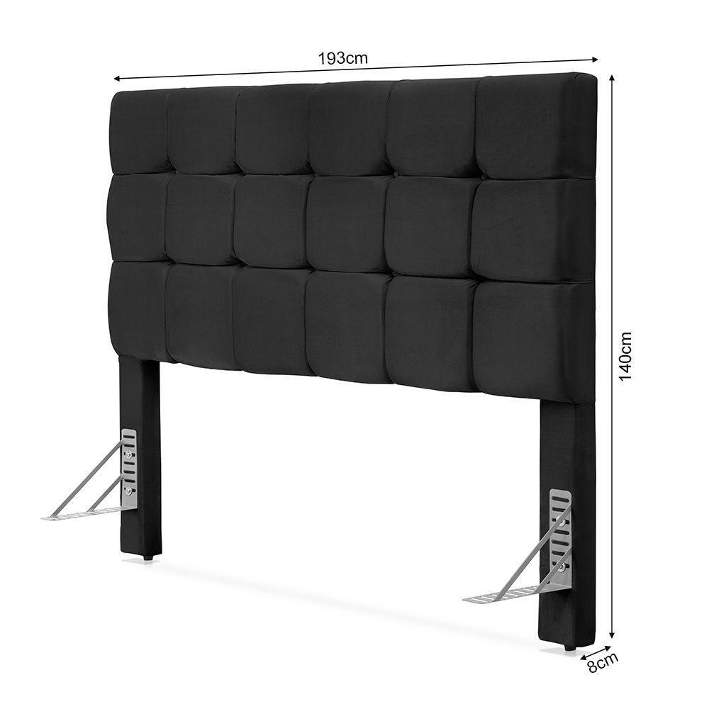 Cabeceira Cama King Estofada 1,93 - Maia Veludo Preto - 4