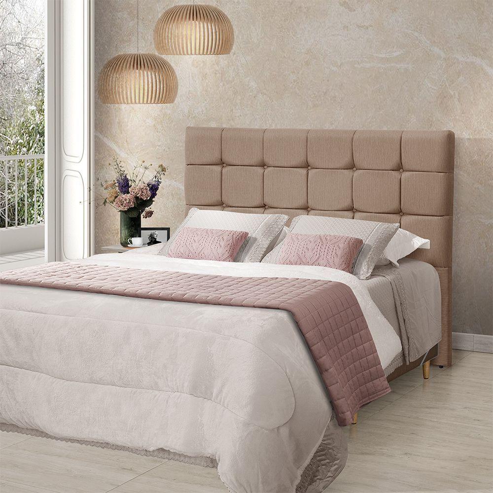 Cabeceira Cama King Estofada 1,93 - Maia Linho Capuccino - 1